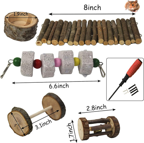 Set Hamiledyi Dwarf Hamster Activity Playground Natural Wood Gerbil Climbing Platform Mice Living Gym System Syrian
