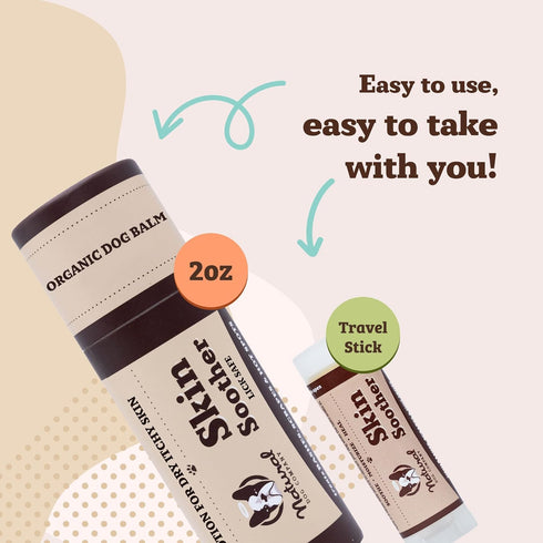 Natural Dog Company Skin Soother Balm - Irritation, Allergy & Itch Relief for Dogs, 0.15oz Travel Stick