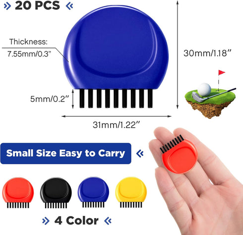 Nuanchu Pocket Golf Club Groove Brush - Mini Golf Club Cleaner Tool for Cleaning Golf Heads, Balls, Shoes, Black, Red,