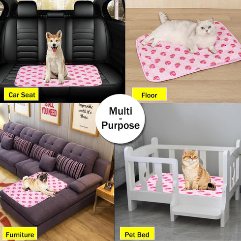 Dog Ice Pad, Ice Silk Cooling Mat for Cats, Summer Bamboo Breathable Pet Cooling Pad (Strawberry, S)