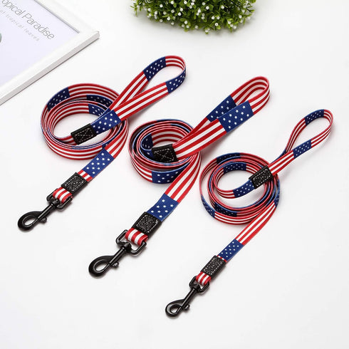 American Flag Dog Leash, Premium Nylon, Durable & Comfortable, Anti-Tangle Design for Small to Medium Dogs