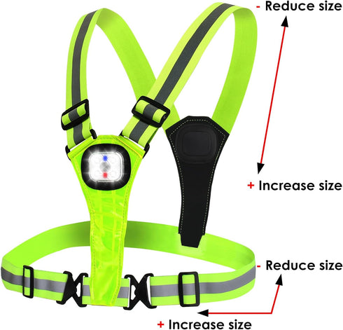 LED Reflective Safety Vest, High-Visibility Rechargeable Light Vest for Running, Walking, Cycling, Adjustable Fit