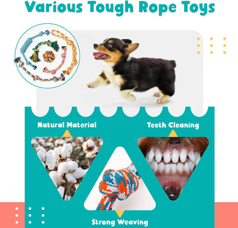 Zeaxuie 23 Pack Luxury Puppy Toys for Teething, Cute Small Dog Toys with Rubber Chew Toys, Treat Ball, Ropes and Plush