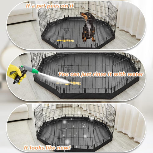24 Inch 8 PJYuCien Dog Playpen Bottom Pad, Fits Panels Regular Octagon Metal Exercise Pet Pen, Elastic Buckles