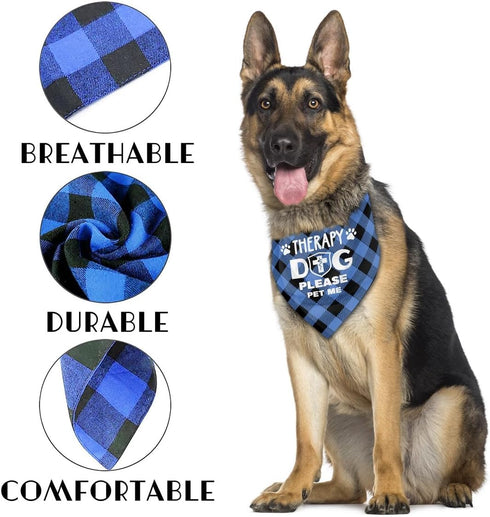 Dog Bandana, Therapy Dog Please Pet Me with Hearts, Classical Plaid Printing, Pet Scarf Accessories, Gift, Dog Bandana