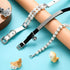 3 Pieces Rhinestones Dog Collar Set, Adjustable Artificial Pearl Dog Collar, White Bling Diamante Cat Necklace with Bell