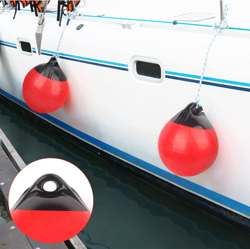 YLVERX Pair of Boat Mooring Buoys, Marine Grade Inflatable Vinyl Round Pontoon Boat Fenders Ball, Boat Bumpers