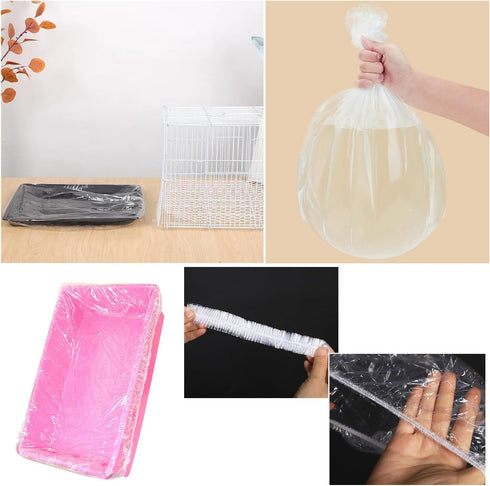 SquEqu 50 Pack Disposable Rabbit Litter Box Liners Disposable Rabbit Cage Cover Liner Waterproof Plastic Wrap