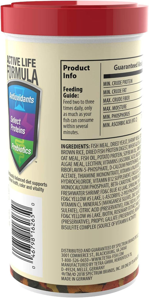 TetraColor Tropical Flakes, 2.82 oz, Nutritionally Balanced Diet, Color Boosting Fish Food for Tropical Fish