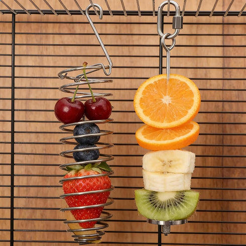 Yeqeyiq Millet Holder for Bird Cage, Bird Foraging Toy Feeder for Parrots Parakeet Cockatiel, Stainless Steel Bird