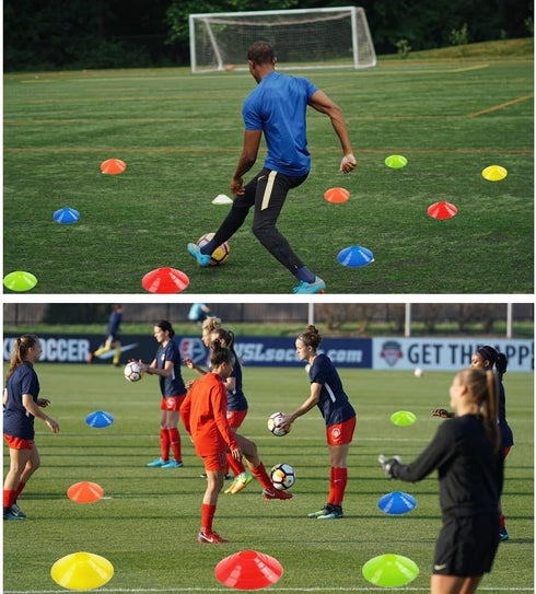 Soccer Cones Set of 50, Agility Training Disc Cone with Carry Bag and Holder for Football and Basketball Sports