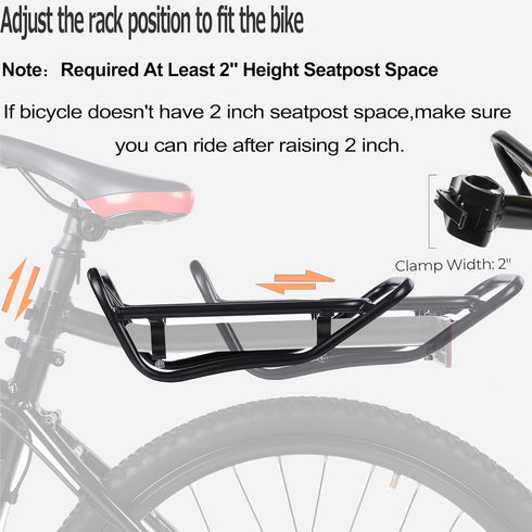 Rear Bike Rack with Quick Release Camp - Retractable Aluminum Alloy Bicycle Cargo Rack for 26"-29" Frames