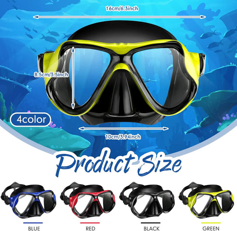 Preboun 4 Pcs Snorkeling Goggles for Adults, Anti Fog Dive Mask Snorkeling Gear with Nose Cover