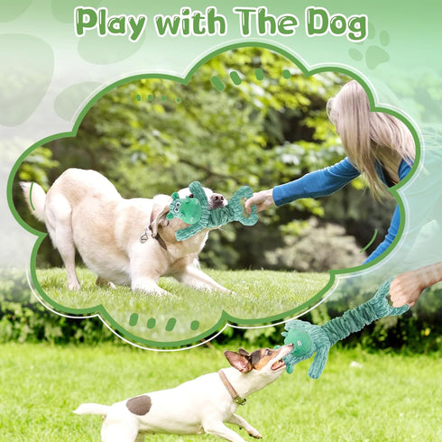 Plush Large Squeaky Dog Toys with Soft Fabric for Small, Medium, Large Pets - Tug of War Indoor Play Dog Toys