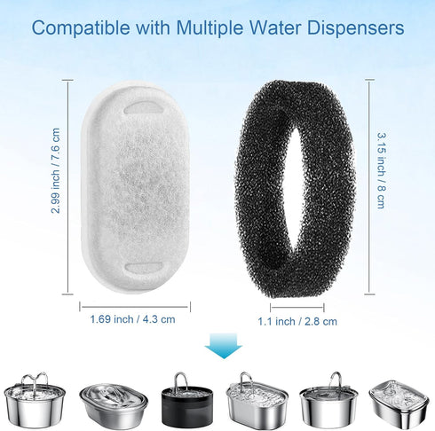 67oz/2L 108/3.2L 20 20 SORON Cat Water Fountain Filters for and Stainless Steel Pet Fountain Replacement Filters, Dog