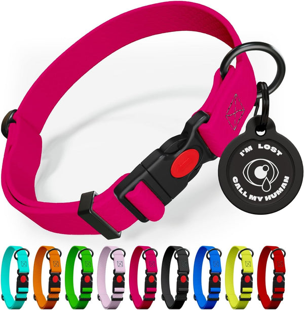 Adjustable Dog Collar with Safety Lock Buckle - Made in USA, Honeycomb Waterproof Heavy Duty Collar for Medium Large