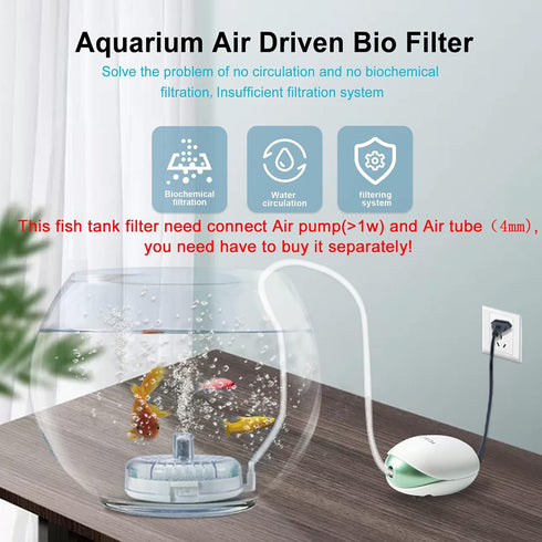 UPETTOOLS Mini Aquarium Sponge Filter, Detachable Submersible Filter with Air Stone for 2-6 Gallon Fish Tank