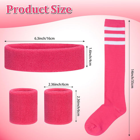 5 Set,Sports 80s ONUPGO Pieces Sweatbands Striped Socks Headband Wristbands High Tube Socks