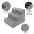 Best Pet Supplies Dog Stairs - Ash Gray Linen - 3-Step - Non-Slip Foam Pet Steps for Small Dogs & Cats