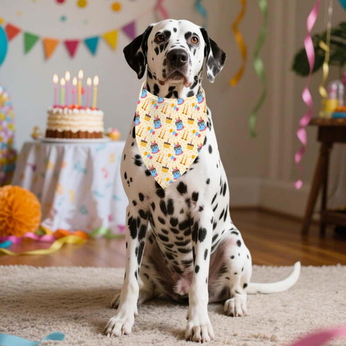Adjustable Birthday Dog Bandanas - Double-Sided Triangle Scarves for Pets
