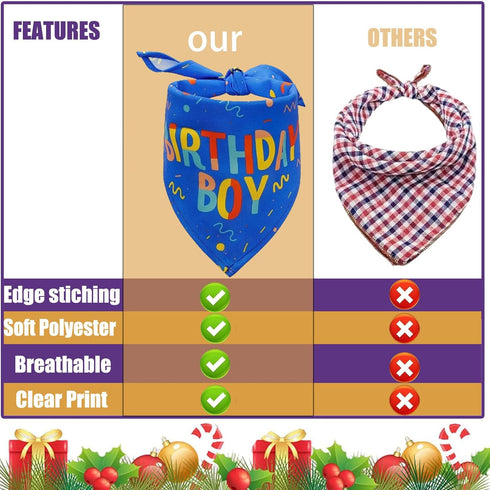 Birthday Boy Dog Bandana - Printed Pet Scarf for Dog Birthday Party Supplies and Accessories