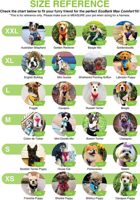 EcoBark Dog Harness, Eco-Friendly Max Comfort, Soft Mesh Halter, Over The Head Vest, No Pull, No Choke, XS, Red