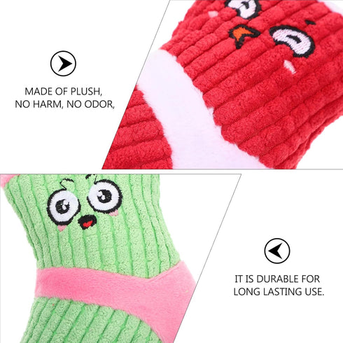 2 Pcs Durable Dog Squeaky Toys, Plush Stuffed Socks, Bite-Resistant Chewing Toys for Pet Birthday