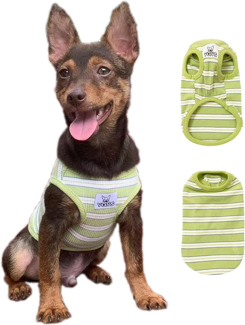YQYS Dog Shirts Multi-color Striped Cotton Vest for Small Dogs and Cats, Teacup Dog Clothing Tank Top