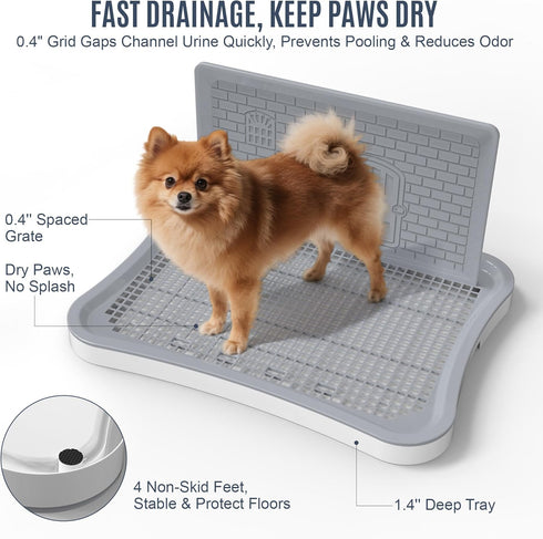 BUPIHUKA 20.1"15.4" Pee Pad Holder, Indoor Dog Potty for Dogs, Puppy Pad Holder, Puppy Potty Training Tray with Splash