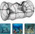 18x33cm UPKOCH Foldable Fish Trap Cage Crab Shrimp Fishing Net Trap with Spring Frame, Black Mesh Two-Hole Design