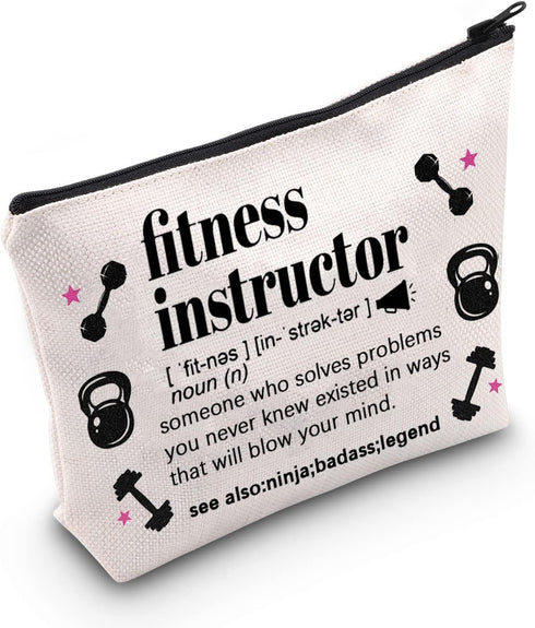 TSOTMO Fitness Instructor Gift, Zipper Makeup Toiletry Bags for Fitness Coach, Bodybuilder Appreciation Gift