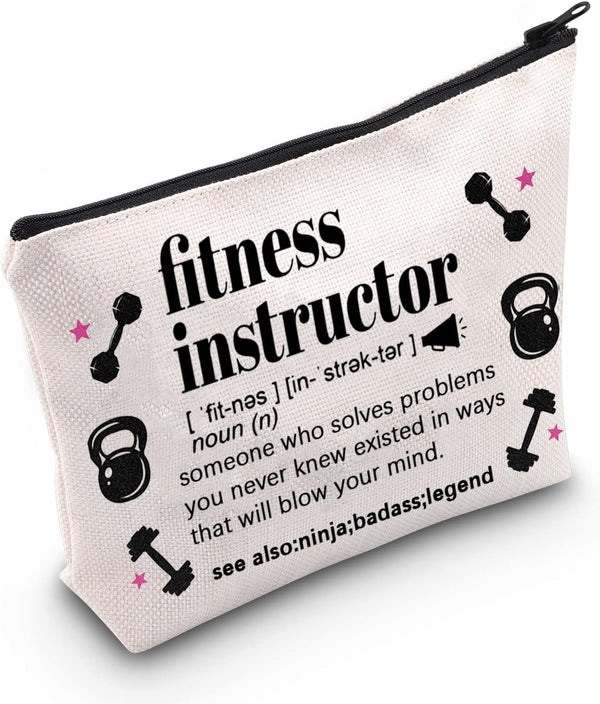 TSOTMO Fitness Instructor Gift, Zipper Makeup Toiletry Bags for Fitness Coach, Bodybuilder Appreciation Gift