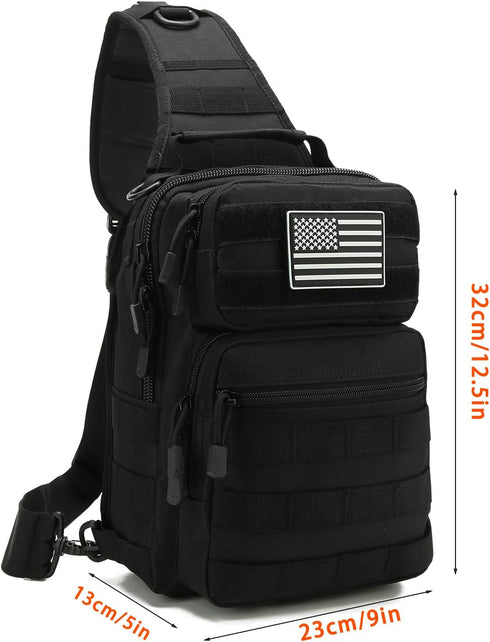 Backpack Pack Pack Tactical Sling Bag for men,Shoulder Molle Assault Range Bags Chest Day Diaper Bag (Black)