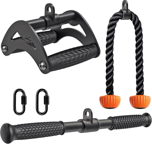 SELEWARE Triceps LAT Pulldown Attachments, Non-Slip Soft Rubber Grip Cable Machine Accessories for Home Gym