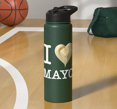 Playful Mayonnaise Designs for Mayo Enthusiasts For the unique mayonnaise lovers: 'I Love MAYO_white text Stainless