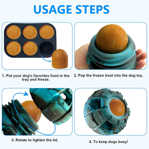 Yipetor Frozen Treat Toy - Treat Dispensing Rubber Toy for Puppy Small Medium, Freezable Fillable, Reduces Anxiety