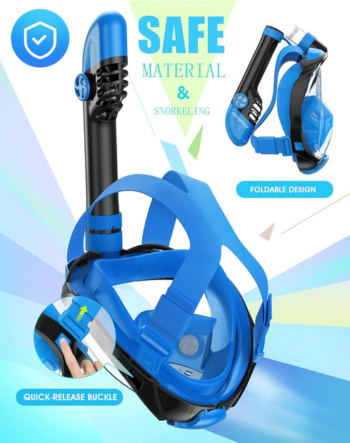 Greatever G2 Full Face Snorkel Mask, 180 Degree Panoramic View with Latest Dry Top System