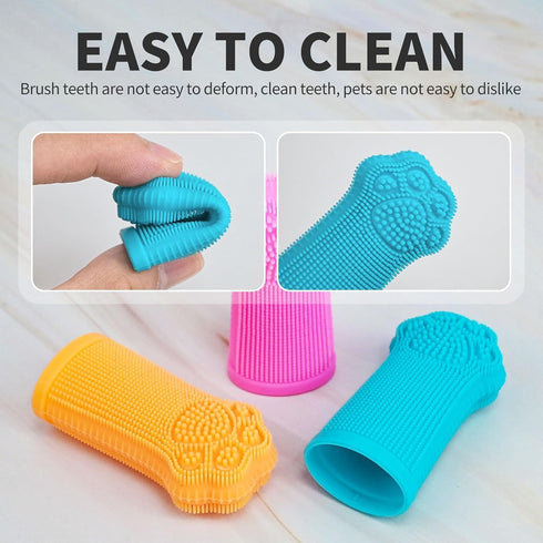 Hera Harmony 3 Pack Finger Toothbrush for Dogs & Cats, Soft Silicone Pet Dental Care Brush for Plaque & Tartar Removal