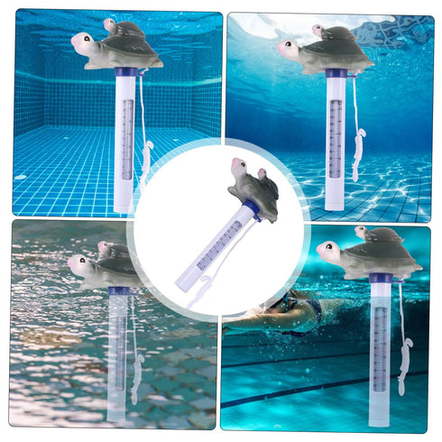 Swimming 0-50c Floating Pool Turtle Thermometer with String for Pools and Hot Tubs, Waterproof Cartoon Bath Temperature
