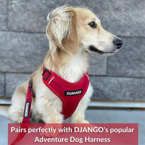DJANGO Adventure Dog Leash, Strong and Comfortable with Padded Handle, Crimson Red