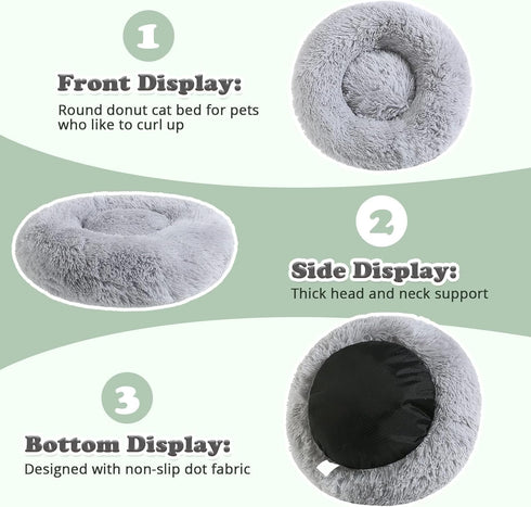 JOLLYVOGUE X-Large Calming Donut Dog Bed, Cozy Soft Cuddler Bed, Anti-Anxiety Washable Round Bed for X-Large Dogs (30")