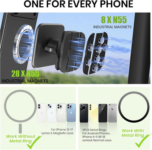 N55 2026 Magnetic Golf Cart Phone Holder, Upgraded Eagle Claw Design for Round Bars & Most Metal Golf Cart Frames