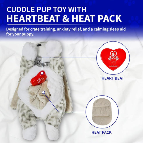 Pack Pet Fit For Life Stuffed Animal for Cats - Calming Sleep Aid with USB Rechargeable Heart Beat & Heat for Anxiety