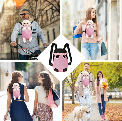 FEimaX Dog Carrier Backpack, Adjustable Hands-Free Travel Bag for Small Medium Dogs and Cats (Small, Pink)