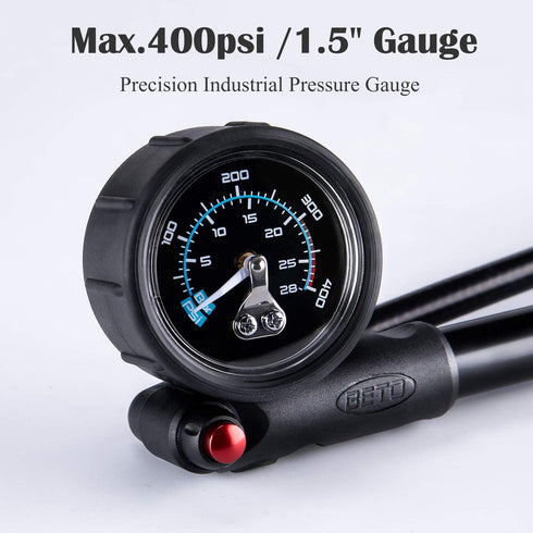 MTB High Pressure Shock Pump - 400 PSI Max for Fork & Rear Suspension with No-Loss Schrader Valve