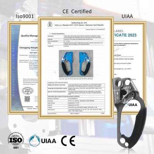 NewDoar UIAA & CE Certified Hand Ascender, Rock Climbing Tree Arborist Rappelling Gear for 8~13MM Rope