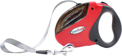 SmartLead Retractable, Reflective, Heavy-Duty 16-Foot Nylon Dog Leash for Dogs up to 110 Pounds – Red