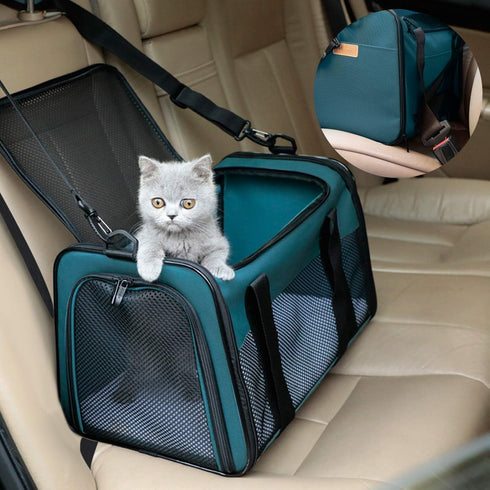 Portable Foldable Cat Carrier, Soft-Sided Pet Bag for Dogs & Cats up to 28 lbs, Airline Approved Travel Carrier