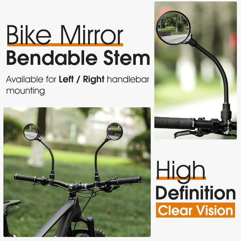 West Biking Bike Mirror Handlebar Mount, Adjustable Rotatable Bicycle Rear View Safety Mirror