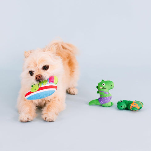 Fringe Studio Plush Dog Toy Set - Rawr-Ing Summer, Small 3 Piece Set, Pet Shop Collection (662089)
